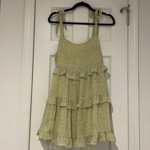 Green ruffled babydoll dress